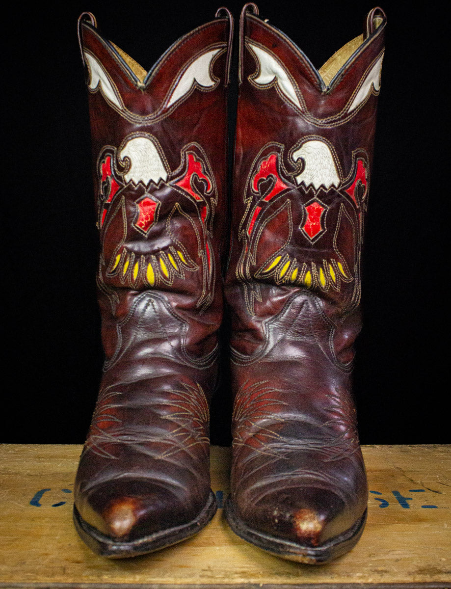 Vintage Western Eagle Brown Cowboy Boots Size 10EE
