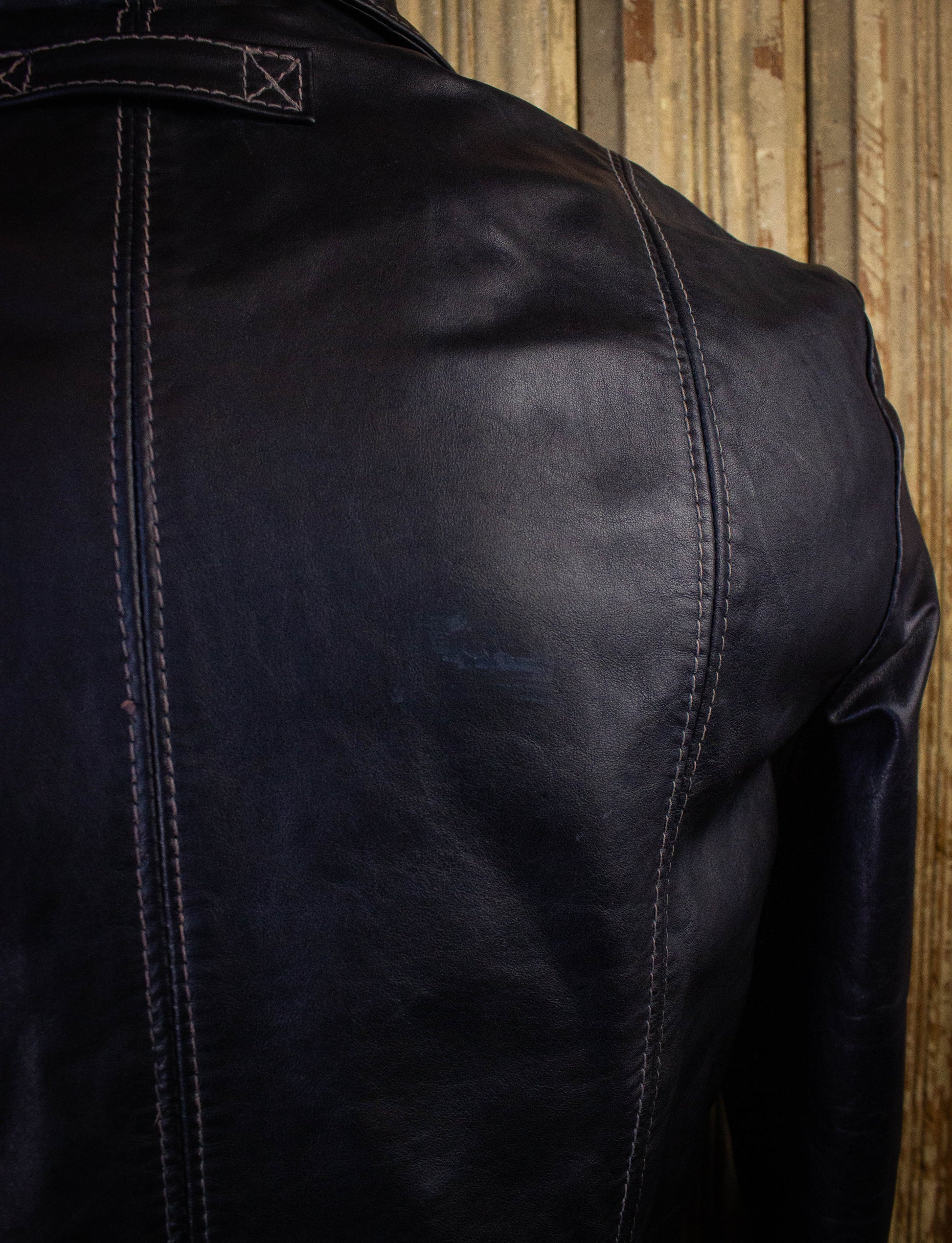 Vintage East West Musical Instruments Leather Jacket 70s Black Large
