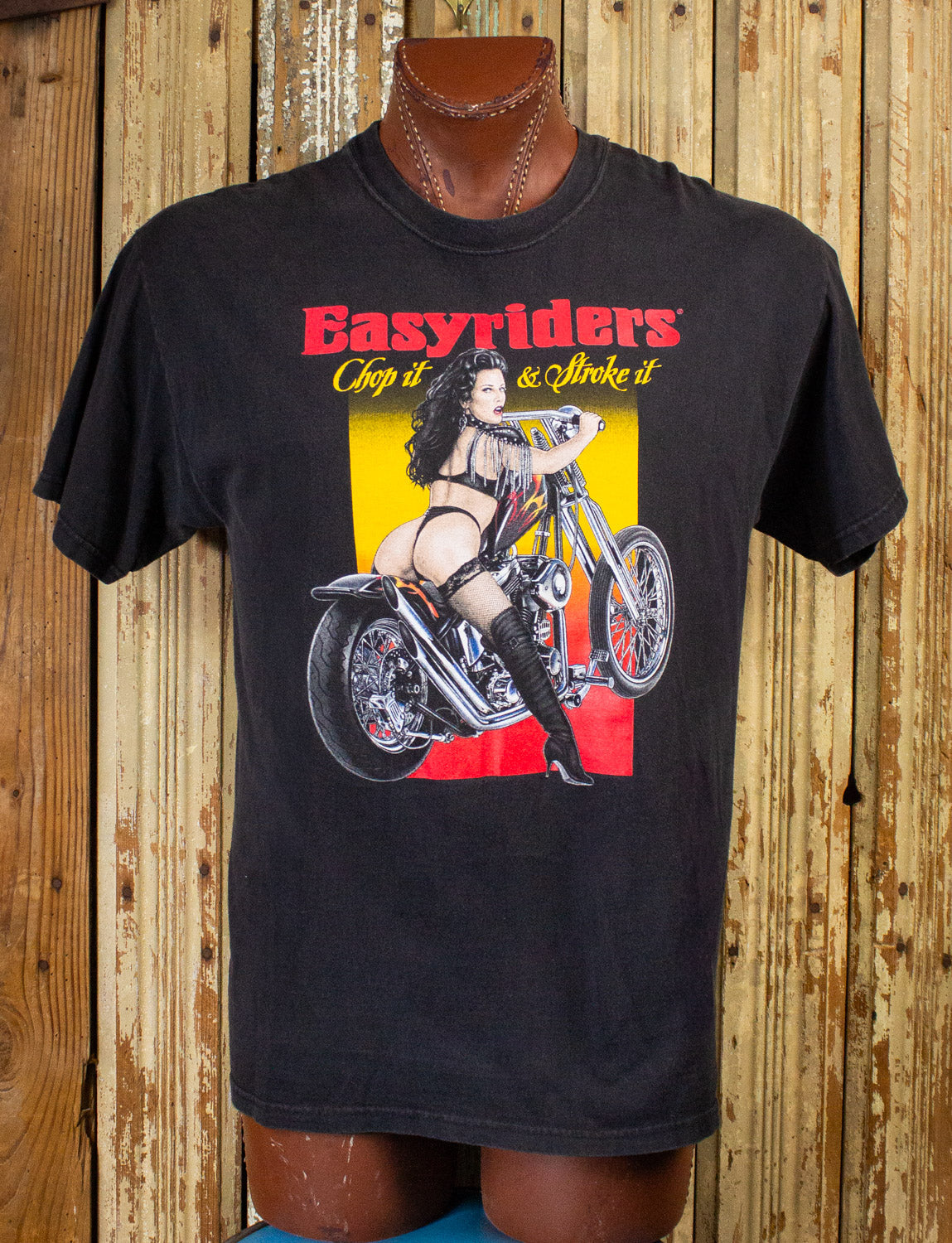 Vintage Easyriders Chop It Stroke It Graphic T Shirt 2001 Black Large