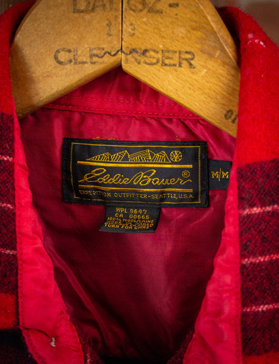 Vintage Eddie Bauer Red and Black Plaid Wool Flannel Shirt Large