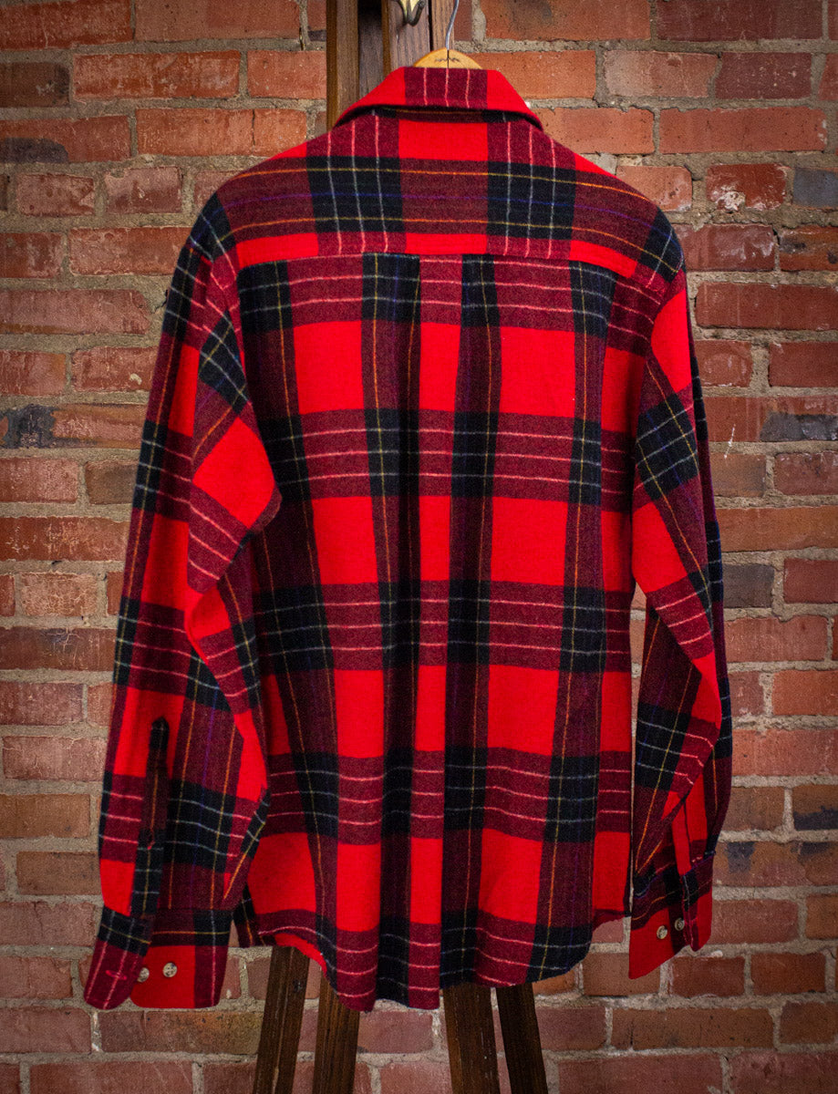 Vintage Eddie Bauer Red and Black Plaid Wool Flannel Shirt Large