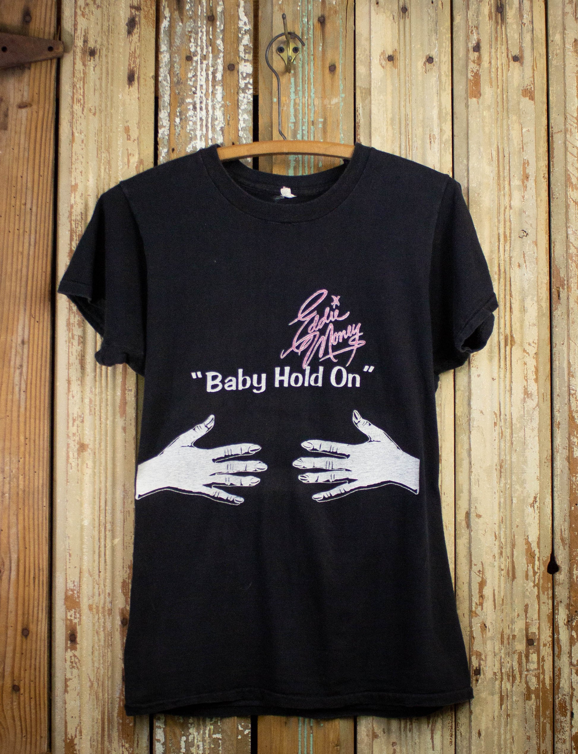 Vintage Eddie Money Baby Hold On Promo T Shirt 70s Black Small