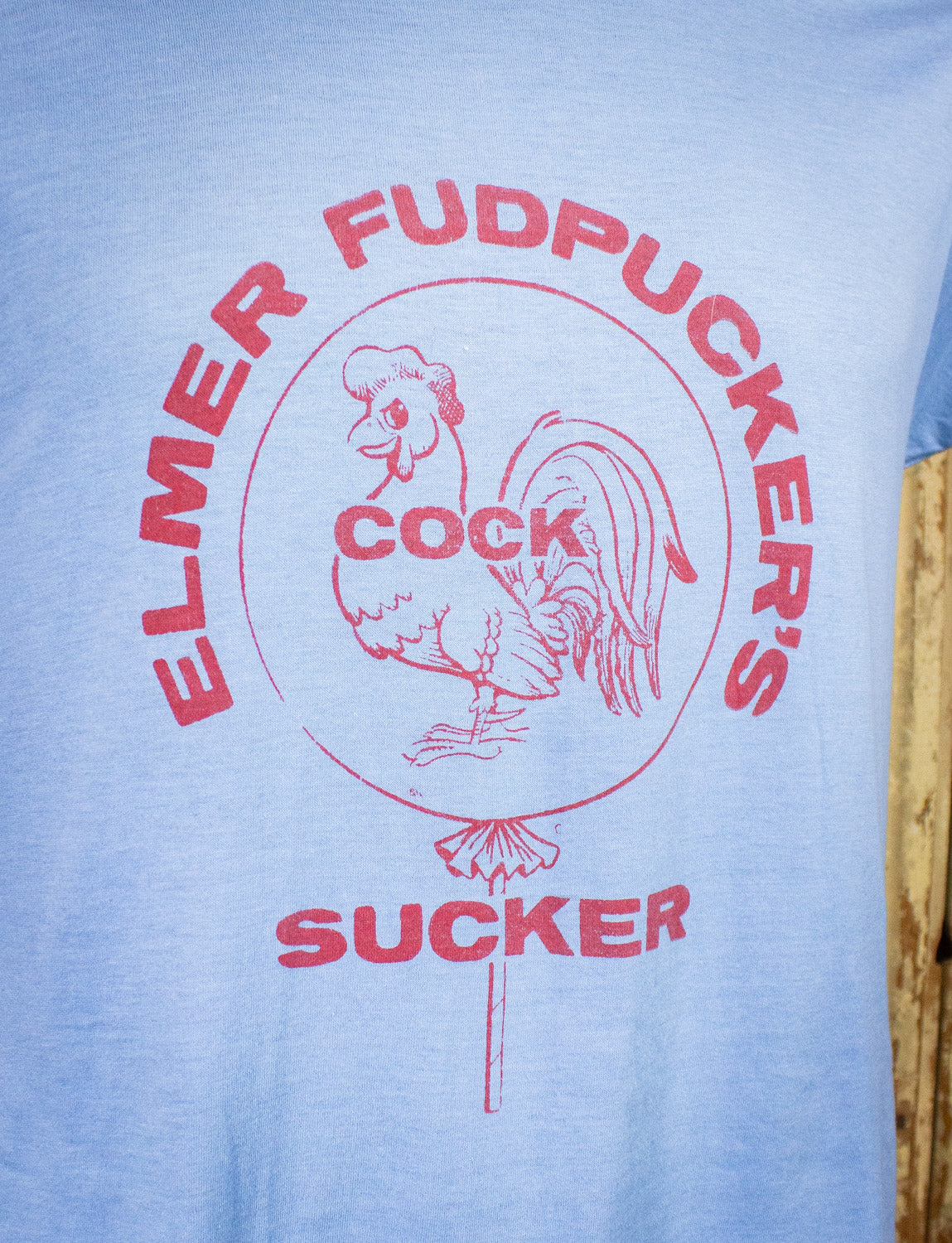 Vintage Elmer Fudpucker's Cock Sucker Concert T Shirt 80s Blue Large