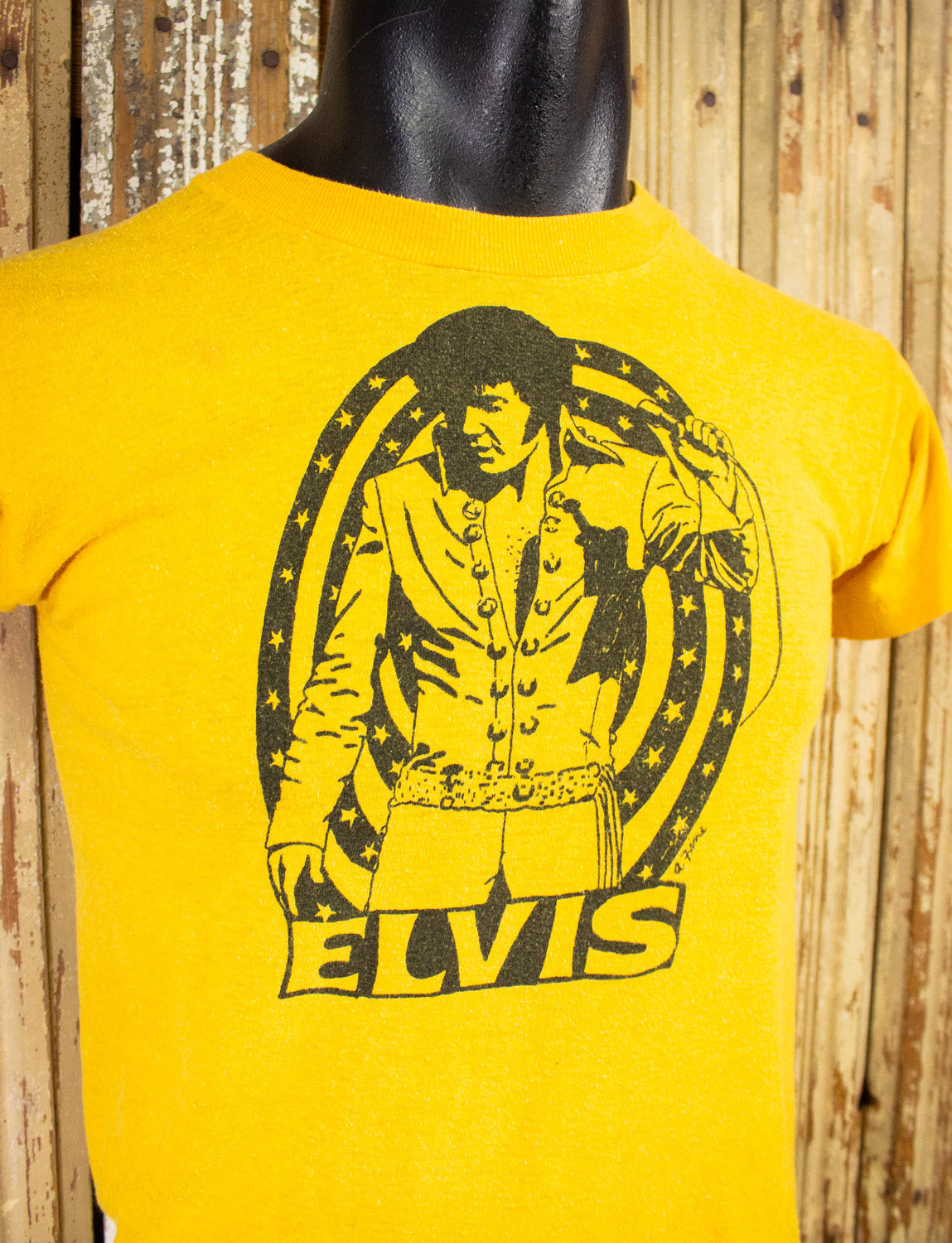 Vintage Elvis Presley Concert T Shirt 70s Yellow Small