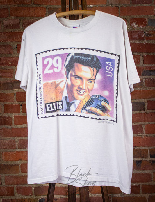 Vintage Elvis Stamp T Shirt 1992 White Large
