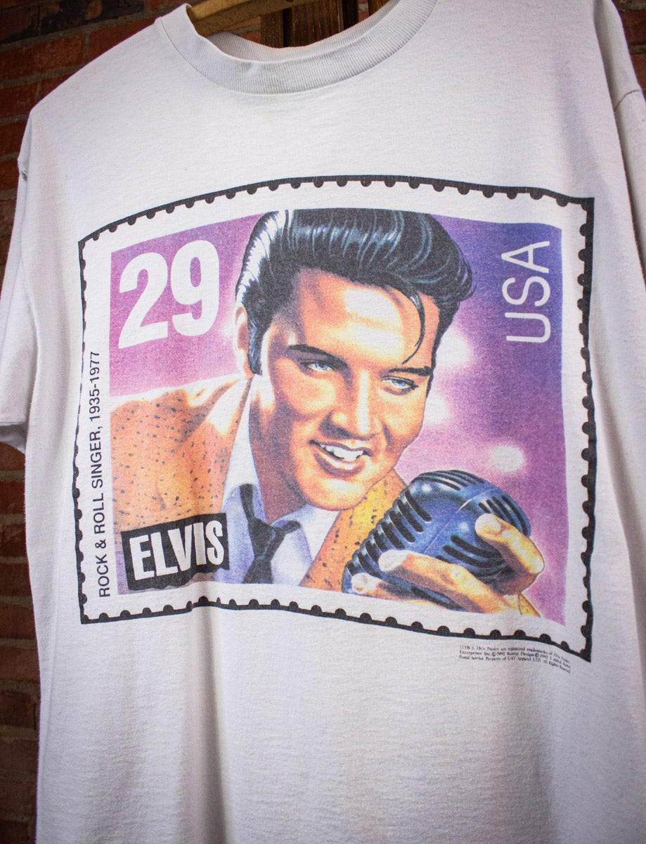 Vintage Elvis Stamp T Shirt 1992 White Large