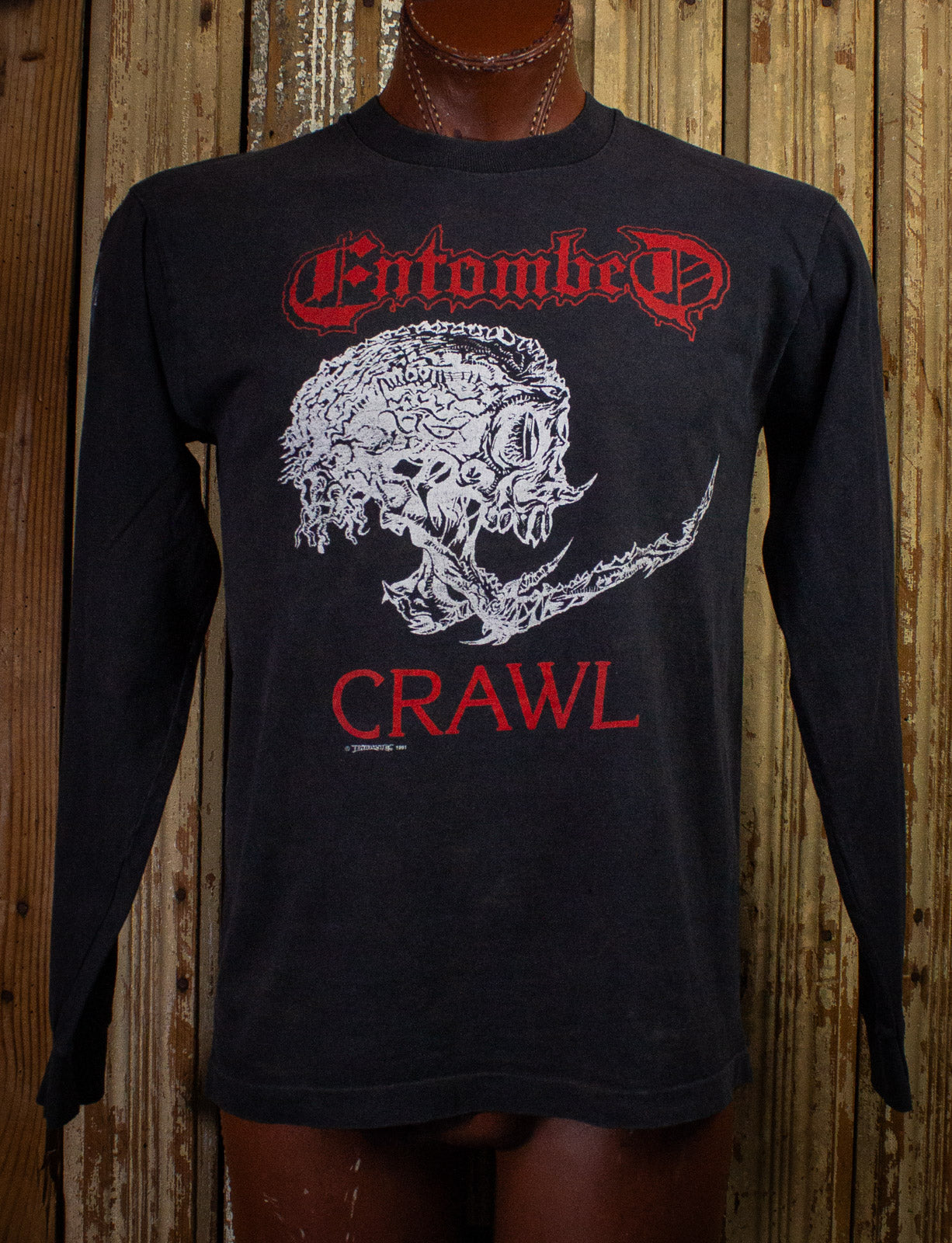 Vintage Entombed Crawl Concert T Shirt Long Sleeve 1991 Black Large