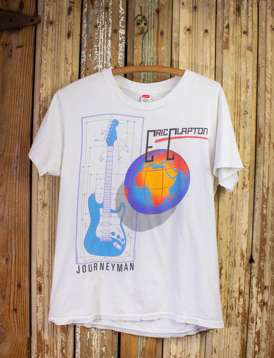 Vintage Eric Clapton Journeyman Tour Concert T Shirt 1990 White Medium