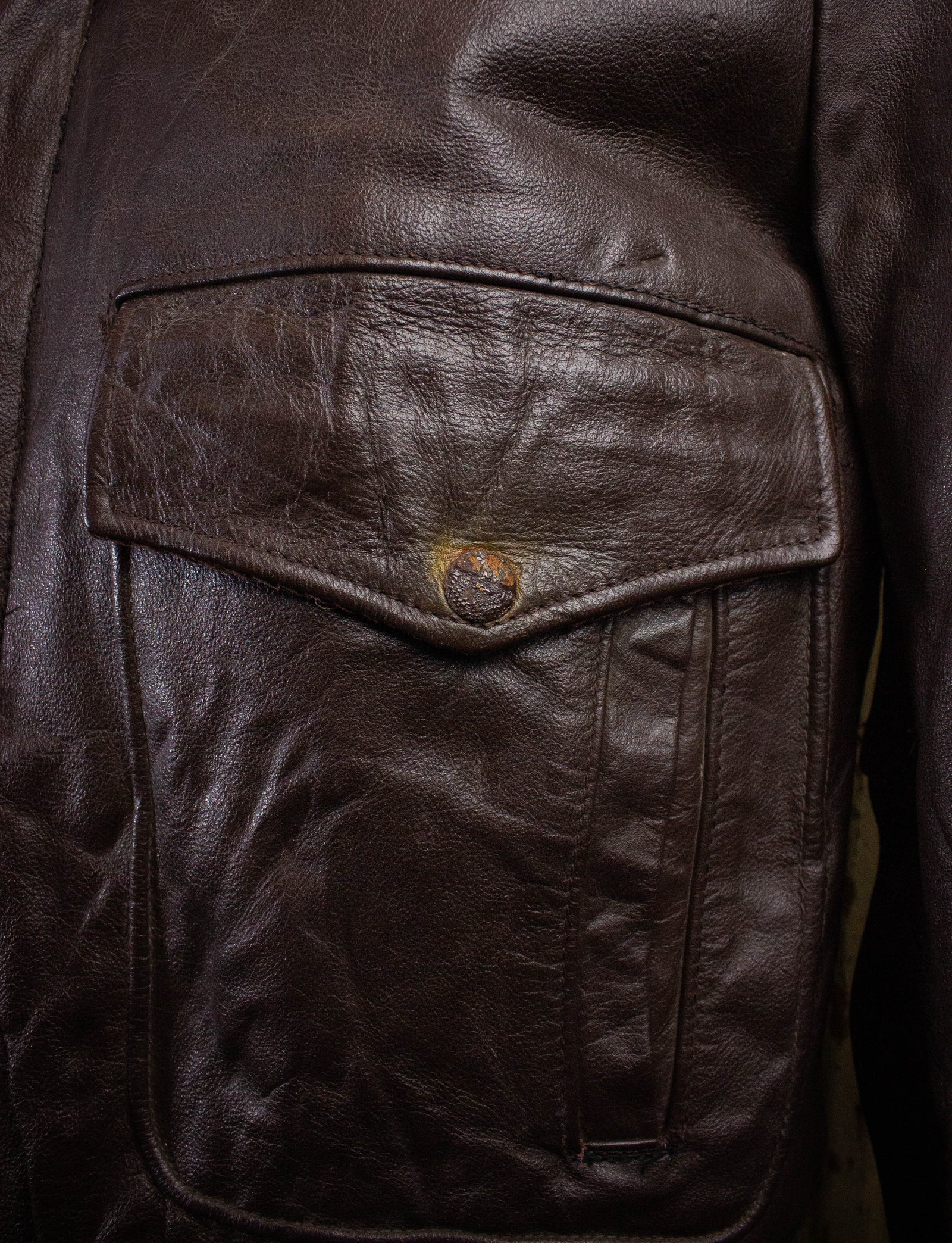Vintage Excelled Leather Bomber Jacket 70s Brown Size 42 Black Shag Vintage 