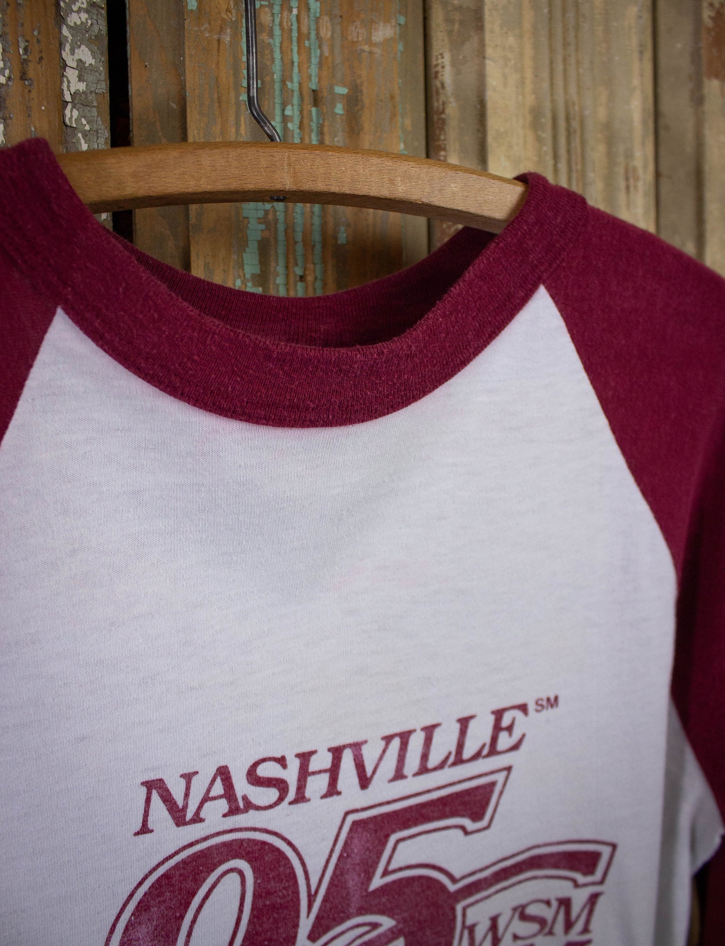 Vintage Fall Fest WSM Nashville Radio Raglan Graphic T Shirt 1987 White/Red Medium