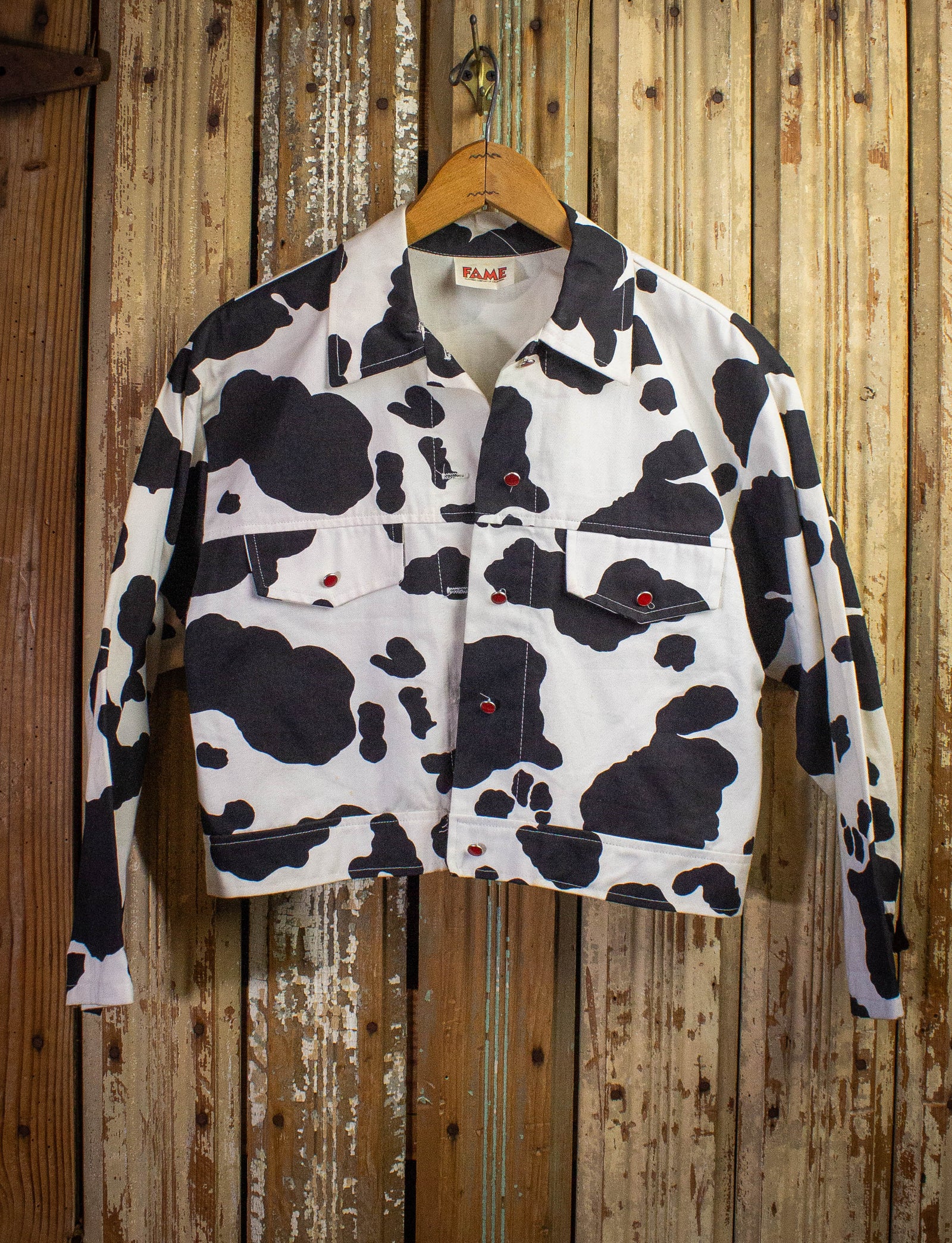 Vintage Fame Cow Print Cropped Jacket Small