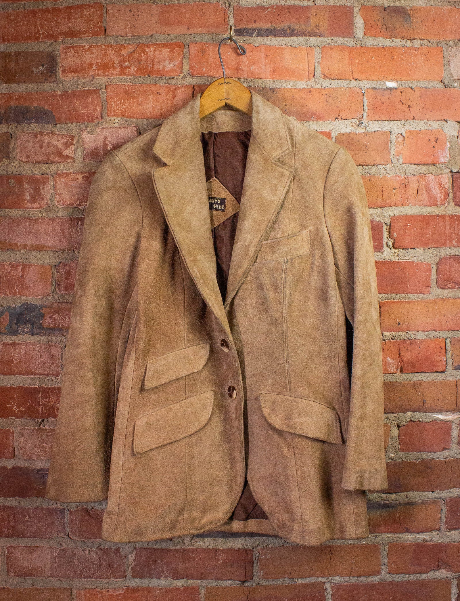 Vintage Fanny's Hide Suede Blazer Jacket 70s Tan Small