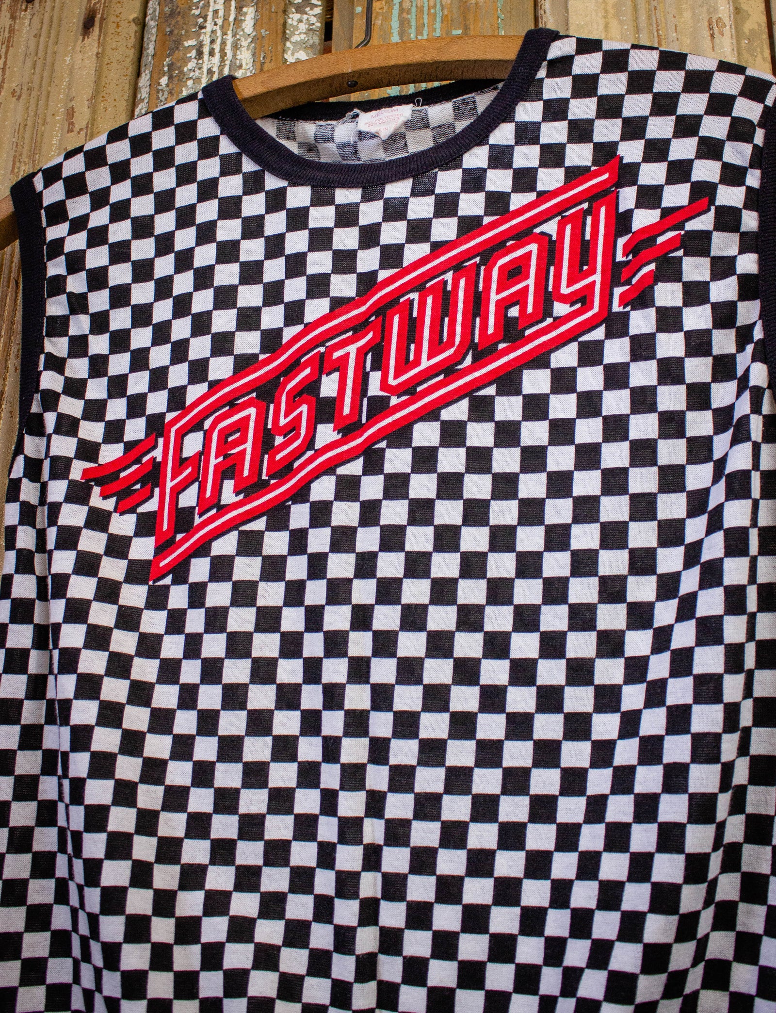 Vintage Fastway Checkered Flag Concert Muscle T Shirt 1983 Small