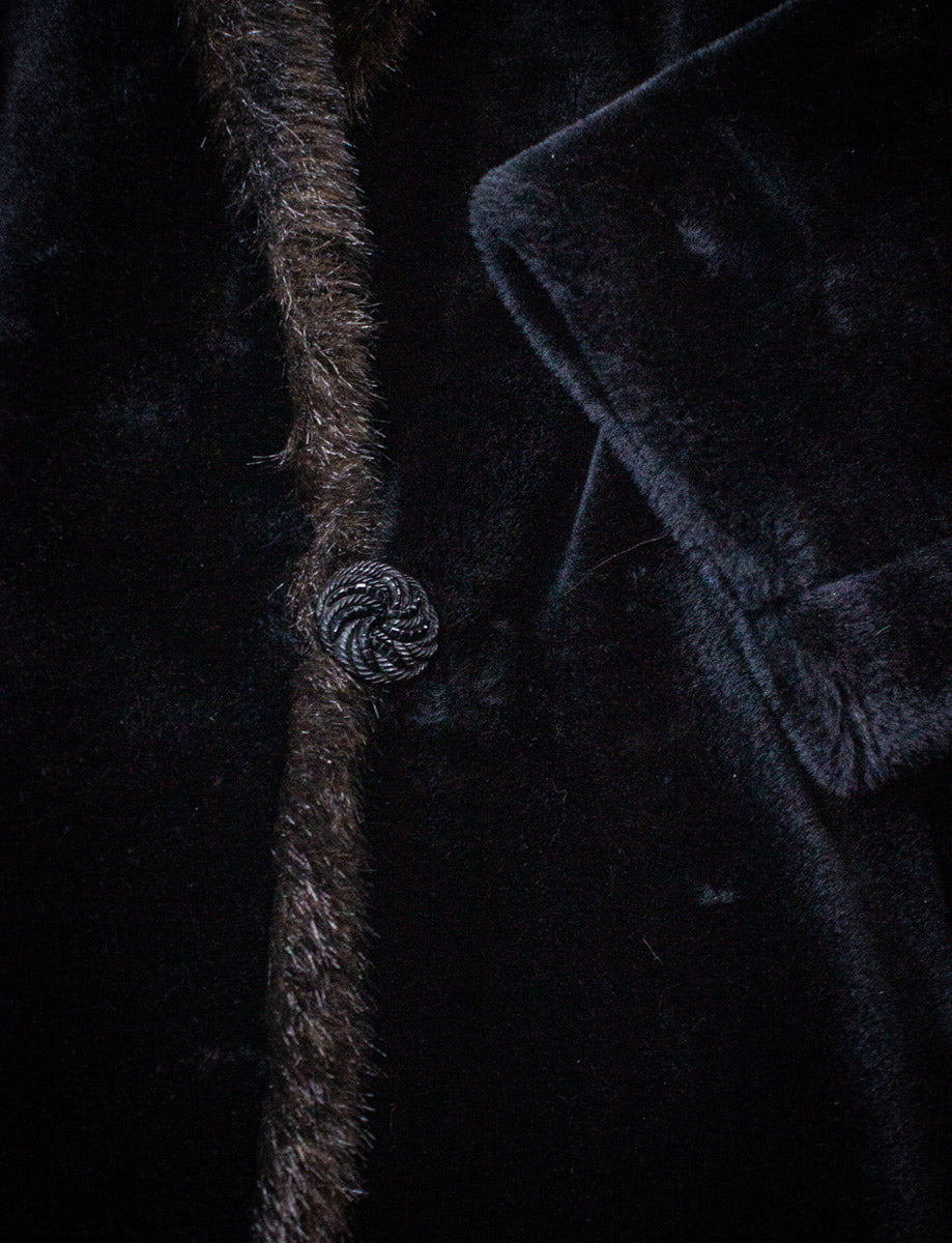 Vintage Faux Fur Black Coat XL