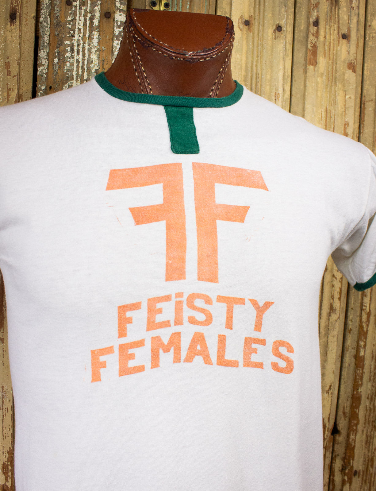 Vintage Feisty Females Graphic Ringer T Shirt 70s Medium