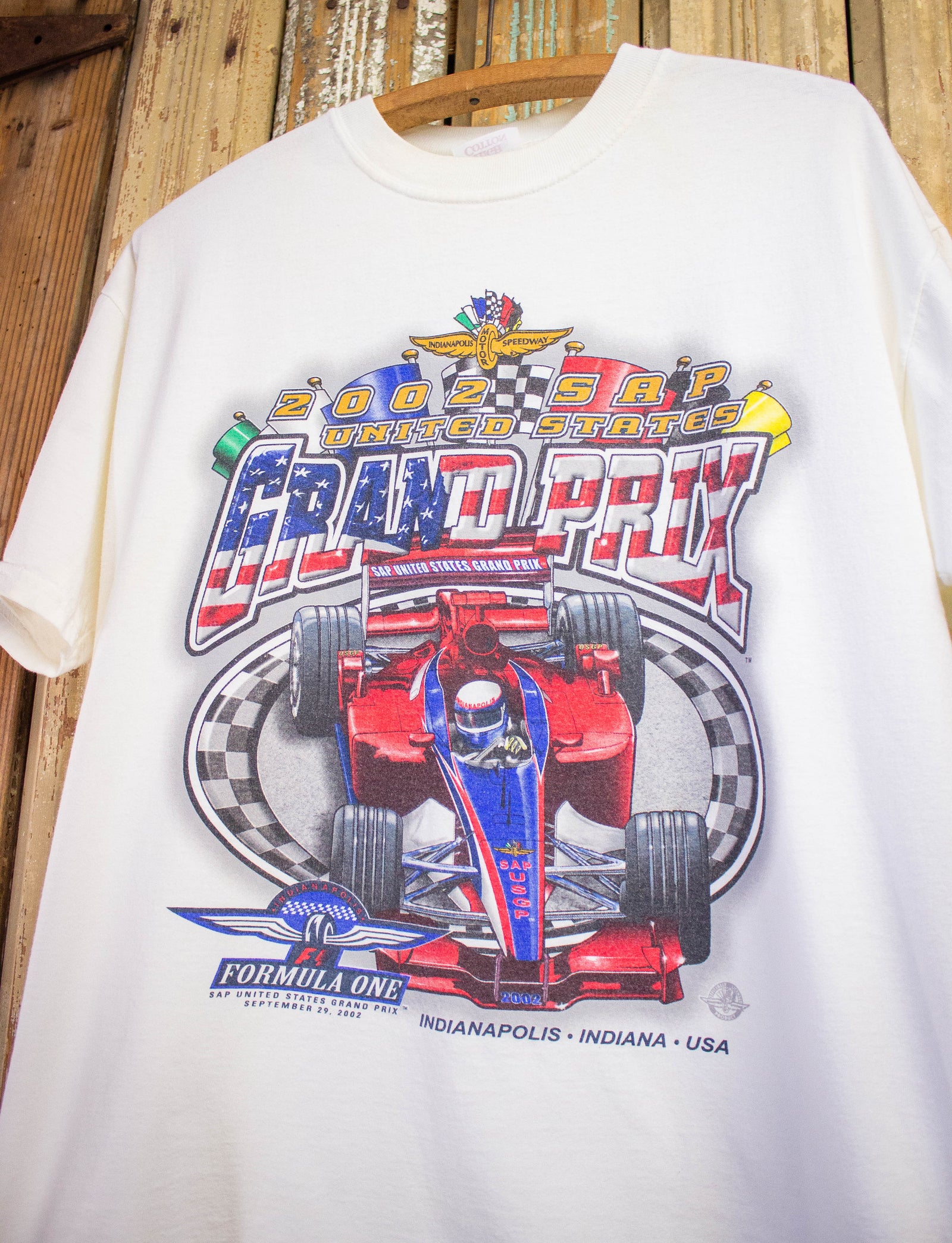 Vintage Formula 1 Grand Prix Graphic T Shirt 2002 White Large