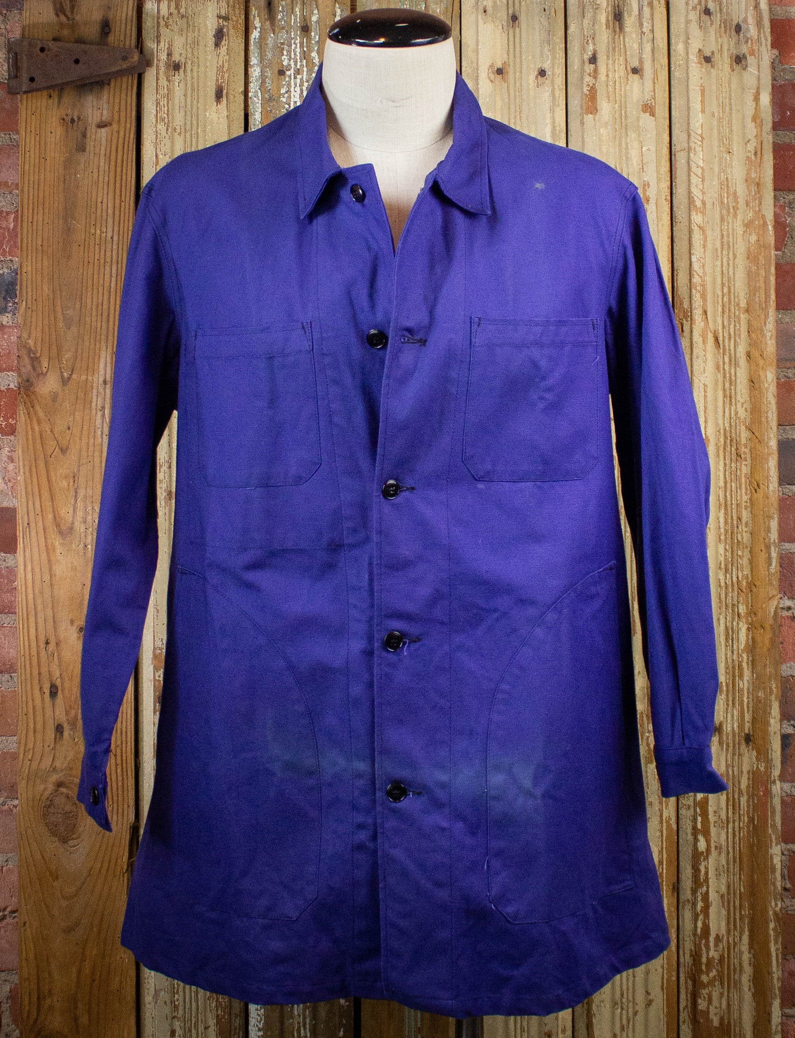 Vintage French Workwear Denim Chore Jacket Purple XL – Black Shag