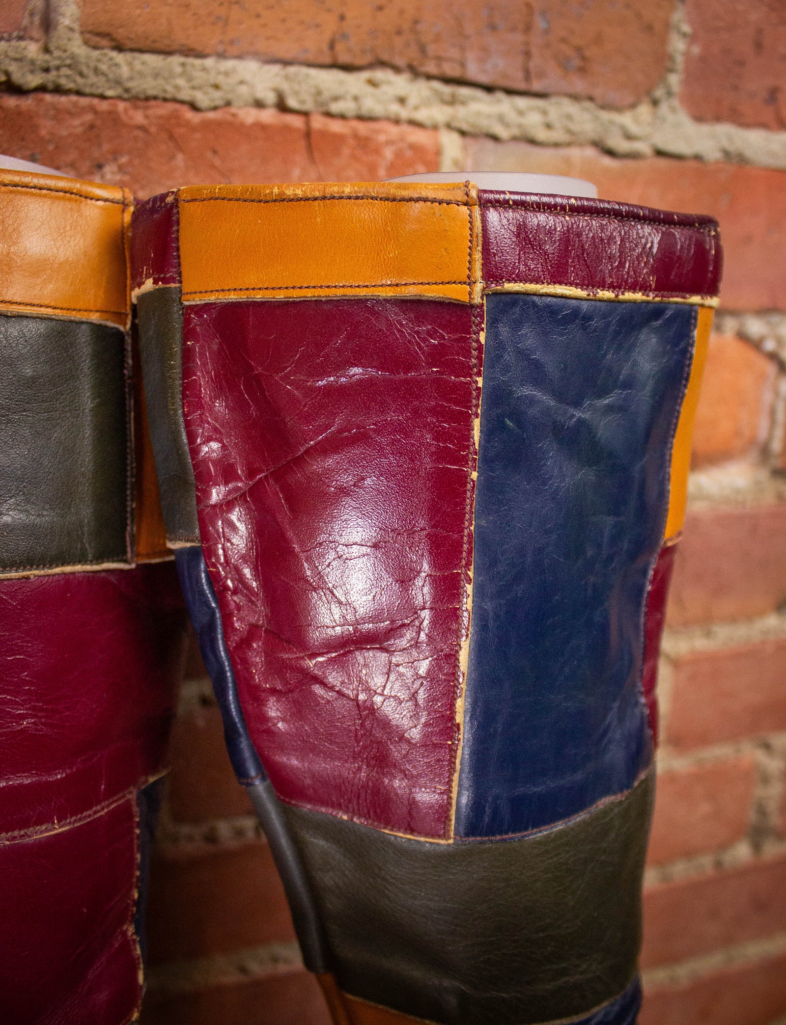 Vintage GTAT Patchwork Leather Boots 1970s 8.5 – Black Shag Vintage