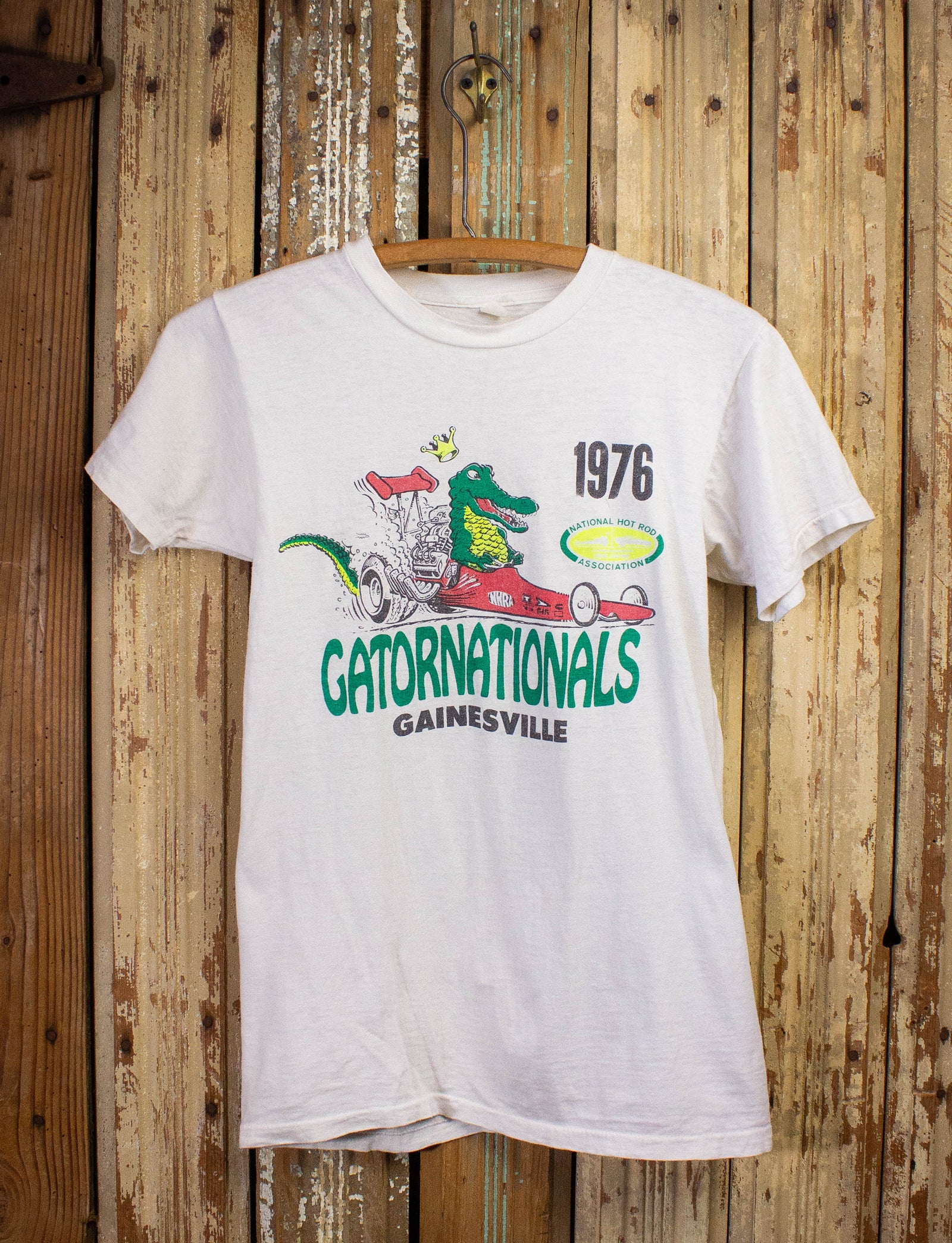 Vintage Gatornationals Drag Racing NHRA Graphic T Shirt 1976 White XS