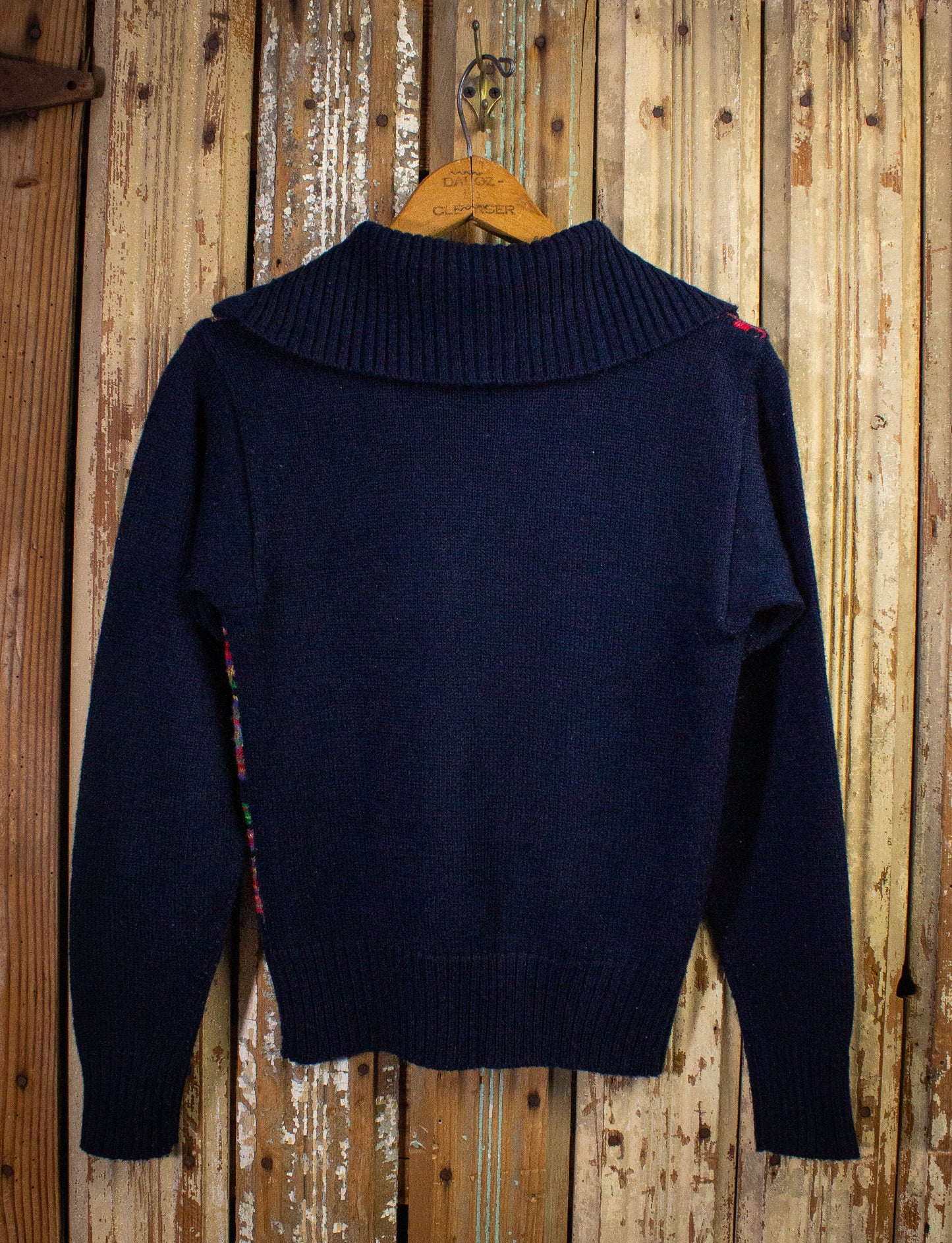 Vintage Women's Geometric Patterned Knit Acrylic Sweater 70s