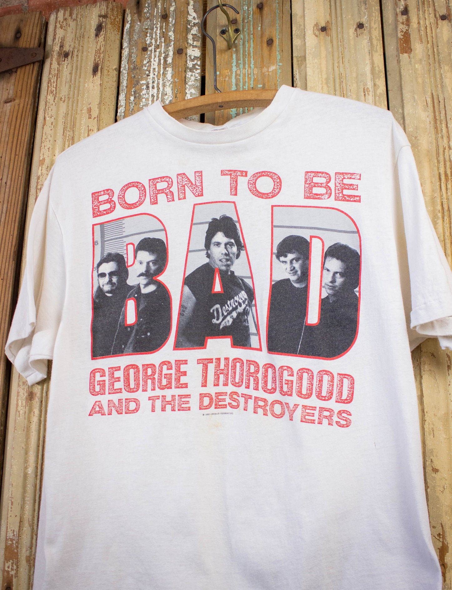 Vintage George Thorogood and the Destroyers Born To Be Bad Concert T Shirt 1988 White Medium
