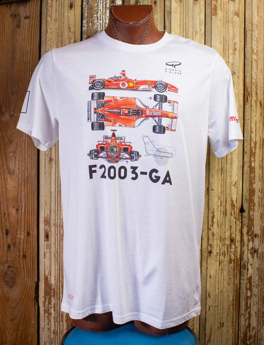 Vintage Giorgio Piola F1 Monza Graphic T Shirt 2003 White XL