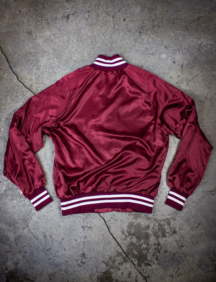 Vintage Glee Club Maroon Satin Bomber Jacket 80s Large