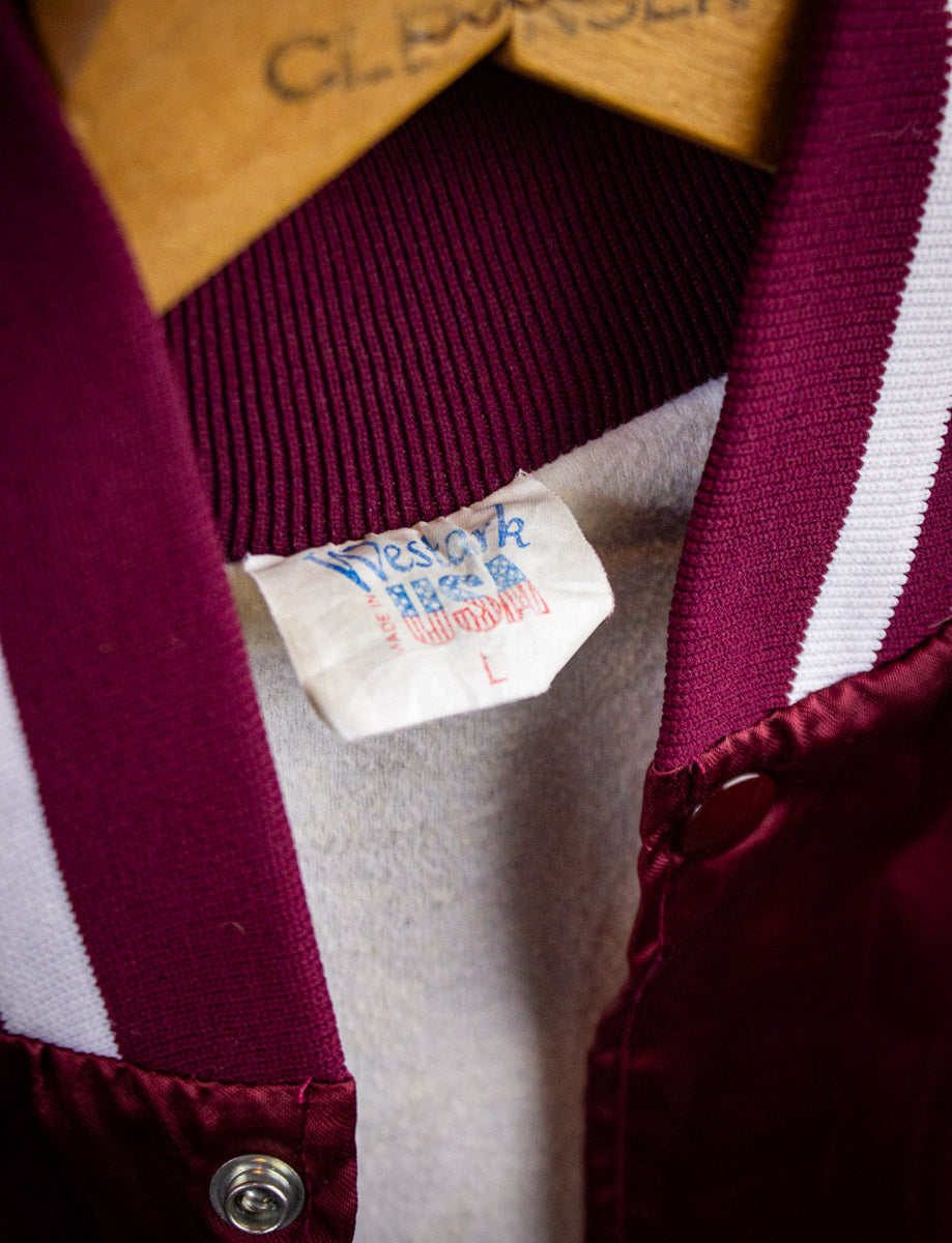 Vintage Glee Club Maroon Satin Bomber Jacket 80s Large