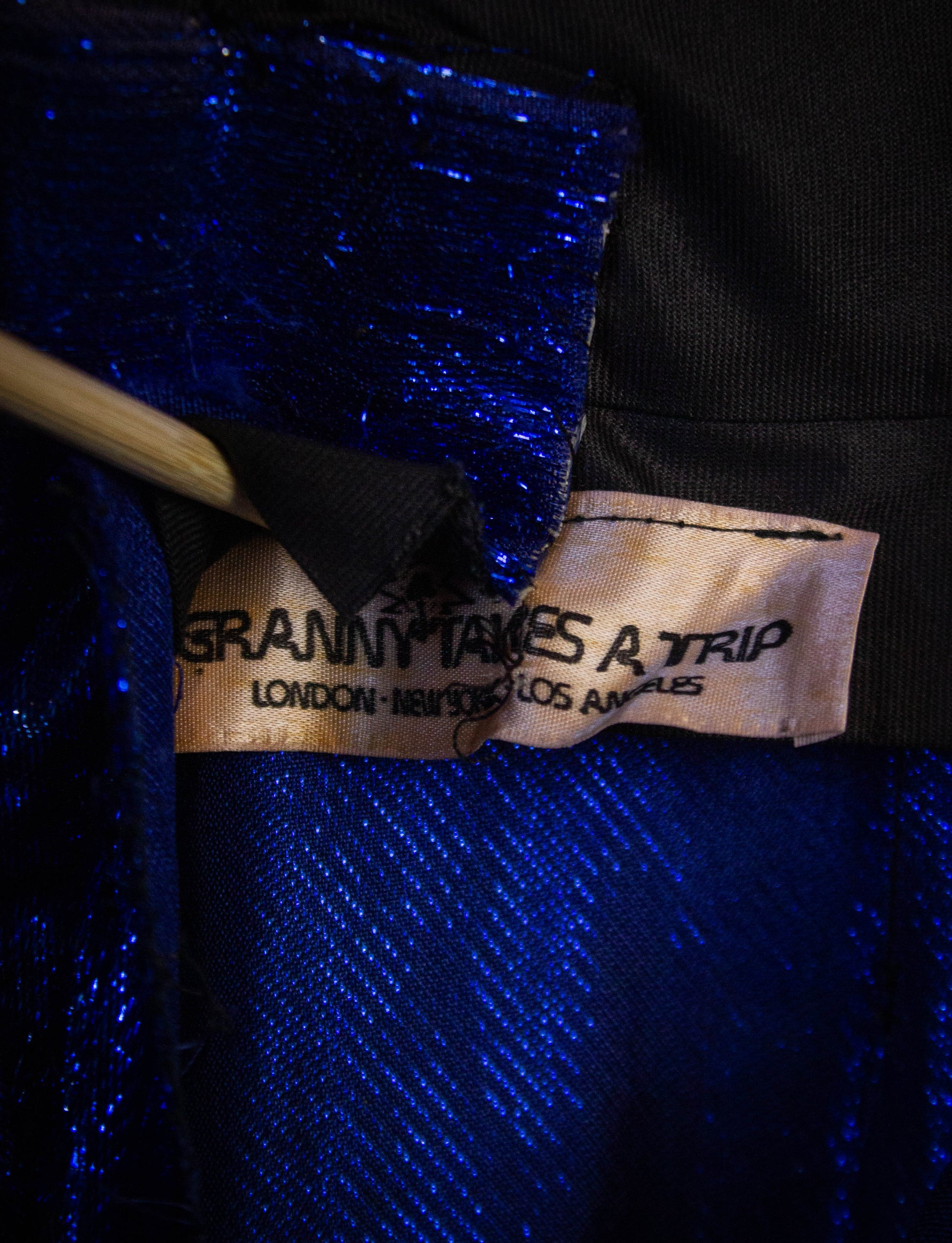 Vintage Granny Takes A Trip Blue Lamé Pants 70s 28x30
