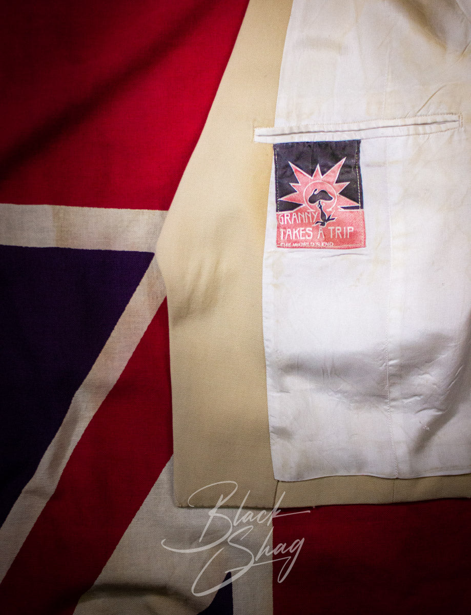 Vintage Granny Takes A Trip Cream Floral Sequined Suit 70s Owned By Keith West (The Brats)