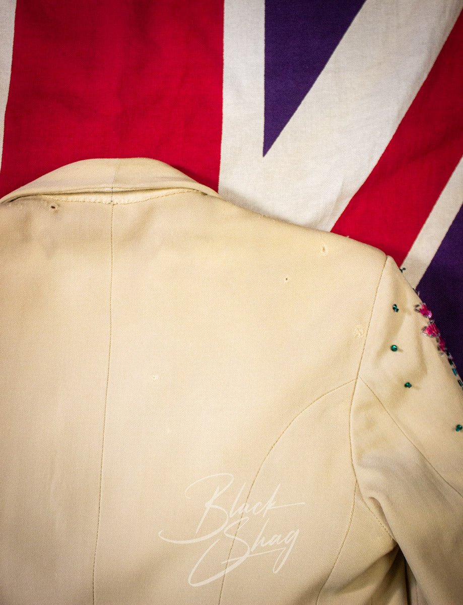 Vintage Granny Takes A Trip Cream Floral Sequined Suit 70s Owned By Keith West (The Brats)