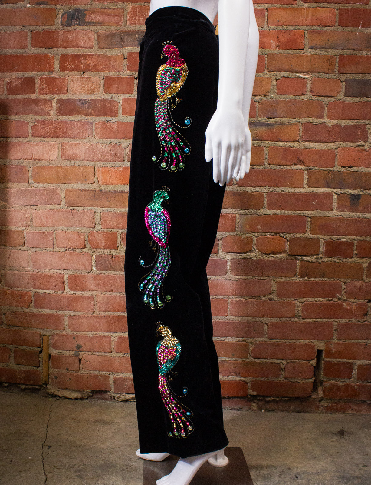 Vintage Granny Takes A Trip Sequin Peacock Velvet Suit 70s