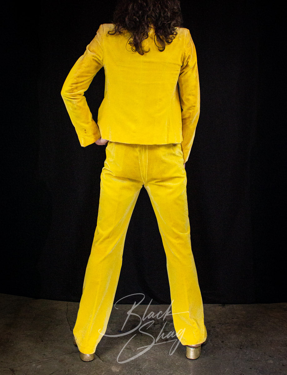 Vintage Granny Takes A Trip Yellow Velvet Sequined Suit 70s Owned By Keith West (The Brats)