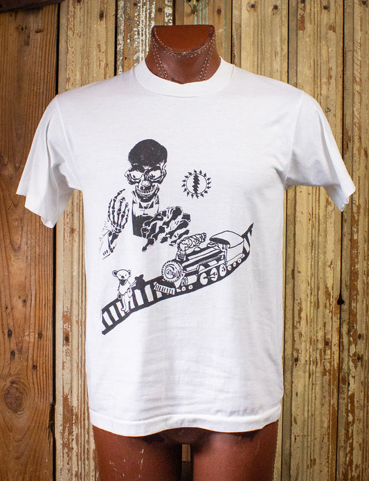 Vintage Grateful Dead Skull and Train T Shirt 90s White Large