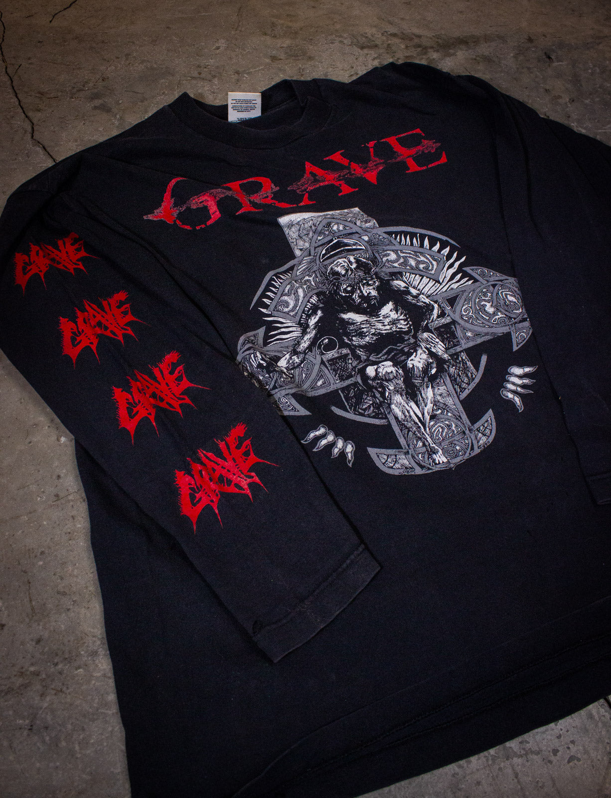 Vintage Grave European Tour Long Sleeve Concert T Shirt 1995 Black XL
