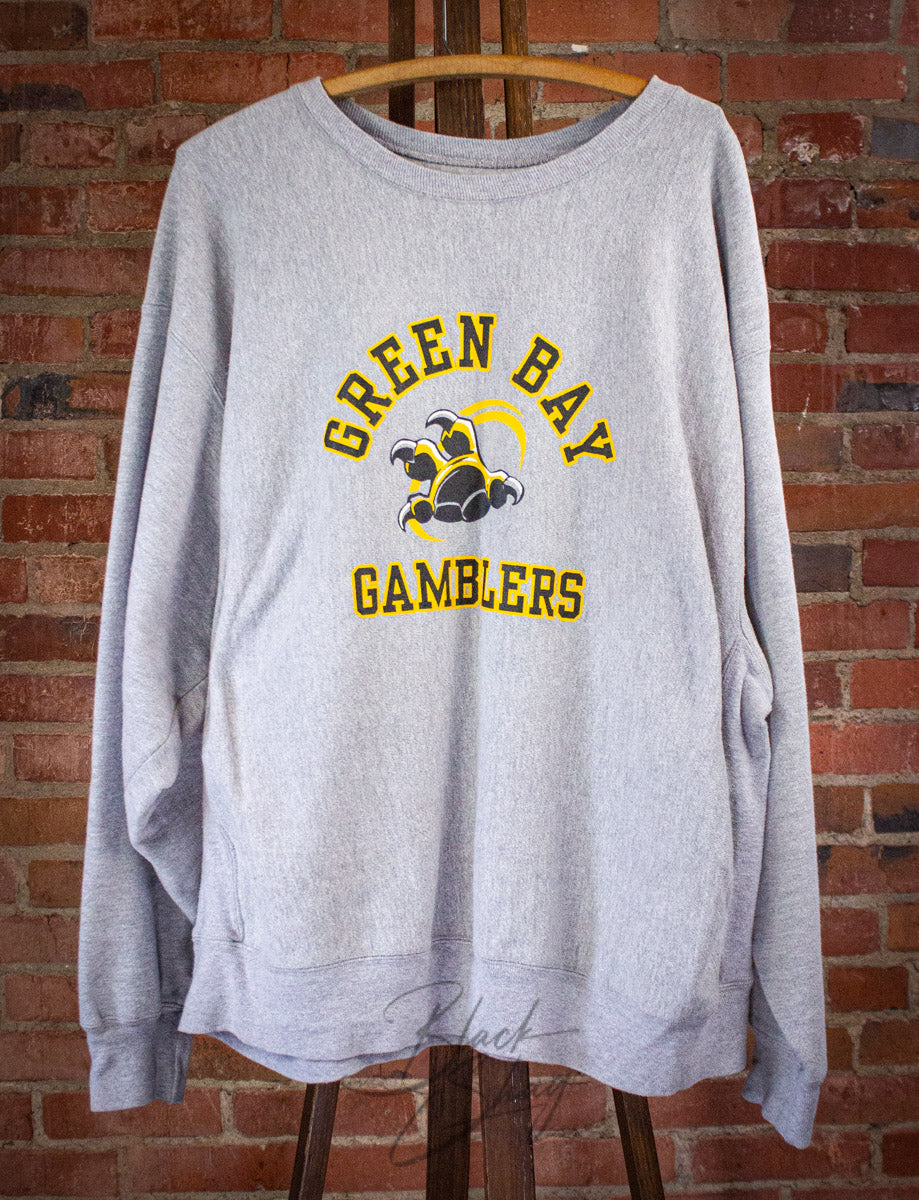 Vintage Green Bay Gamblers Crewneck Sweatshirt Gray 2XL