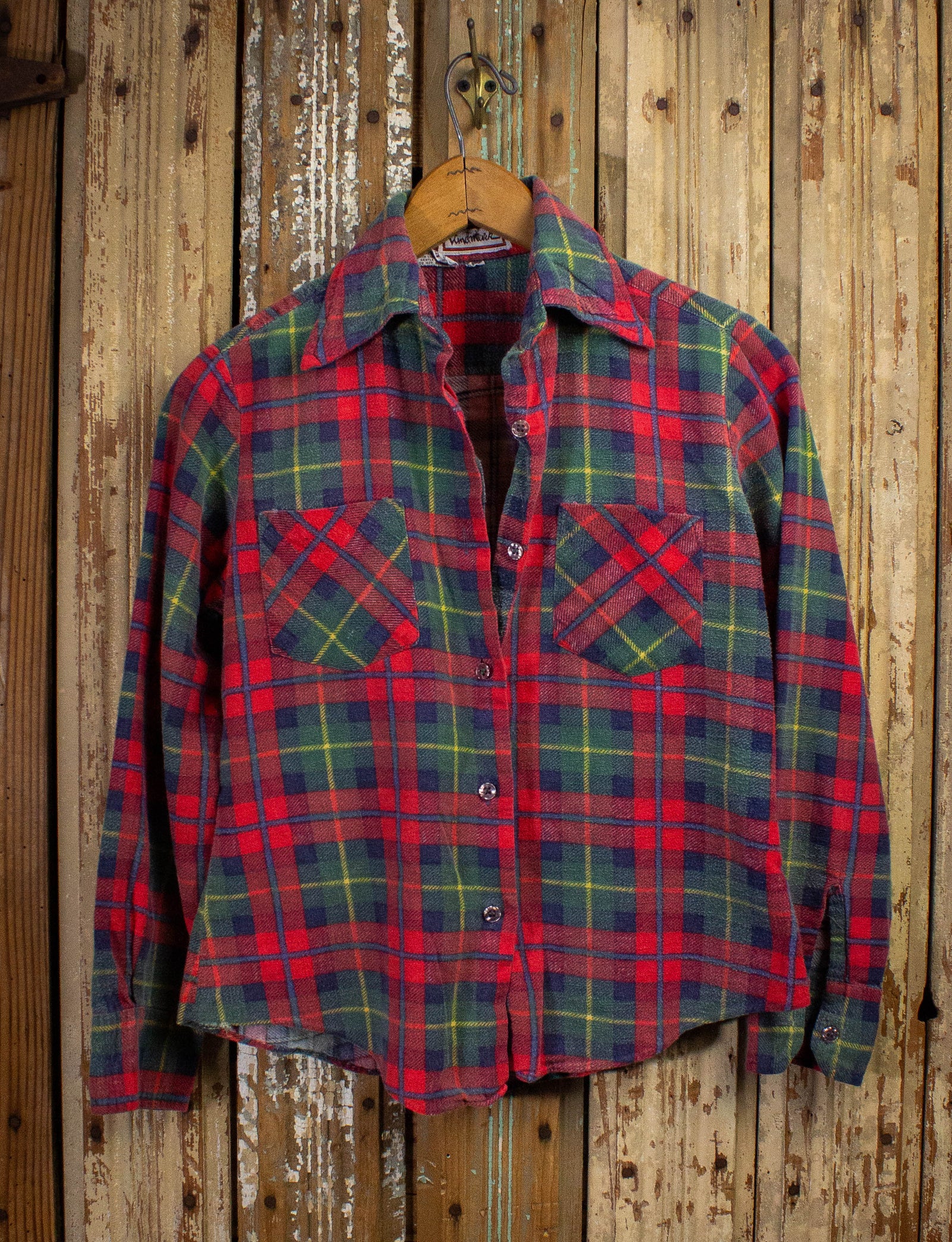Vintage Vindmark Plaid Flannel Shirt Green Red and Blue Small