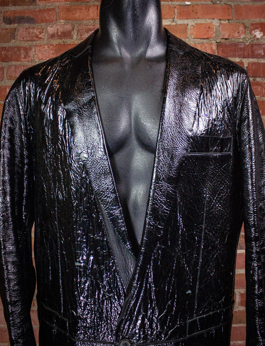 Vintage Gucci Vernice Black Leather Blazer y2k Large