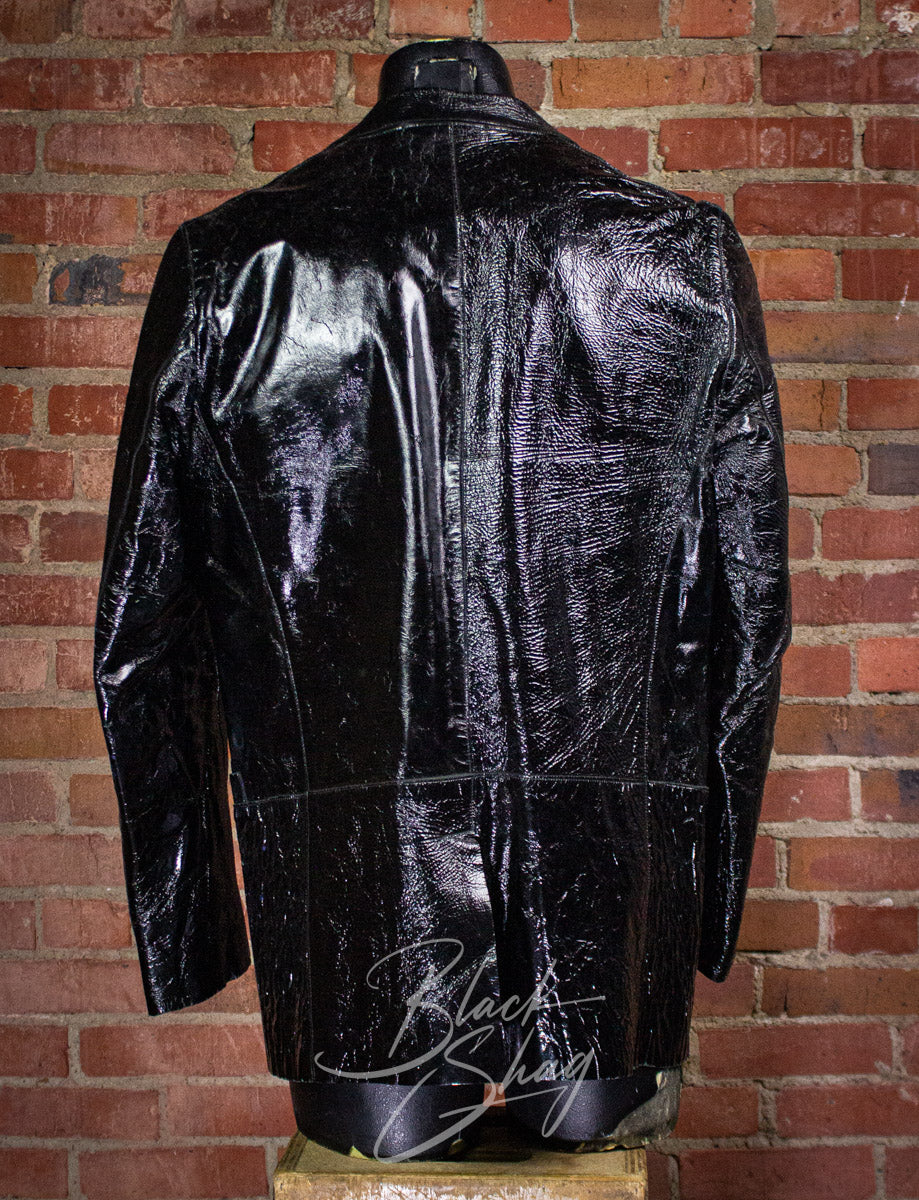 Vintage Gucci Vernice Black Leather Blazer y2k Large