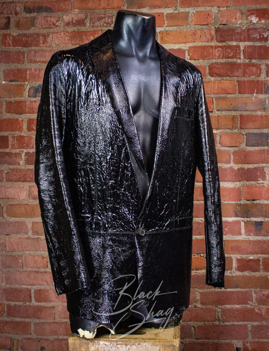 Vintage Gucci Vernice Black Leather Blazer y2k Large