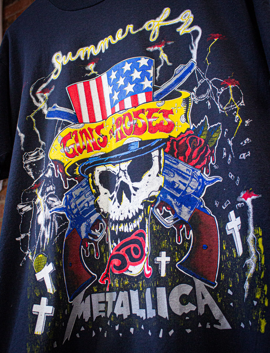 Vintage Guns 'n' Roses Metallica Summer of '92 Concert T Shirt 1992 Black Large
