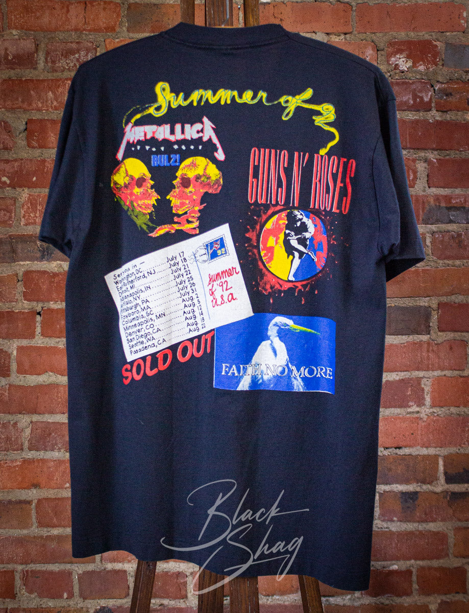 Vintage Guns 'n' Roses Metallica Summer of '92 Concert T Shirt 1992 Black Large