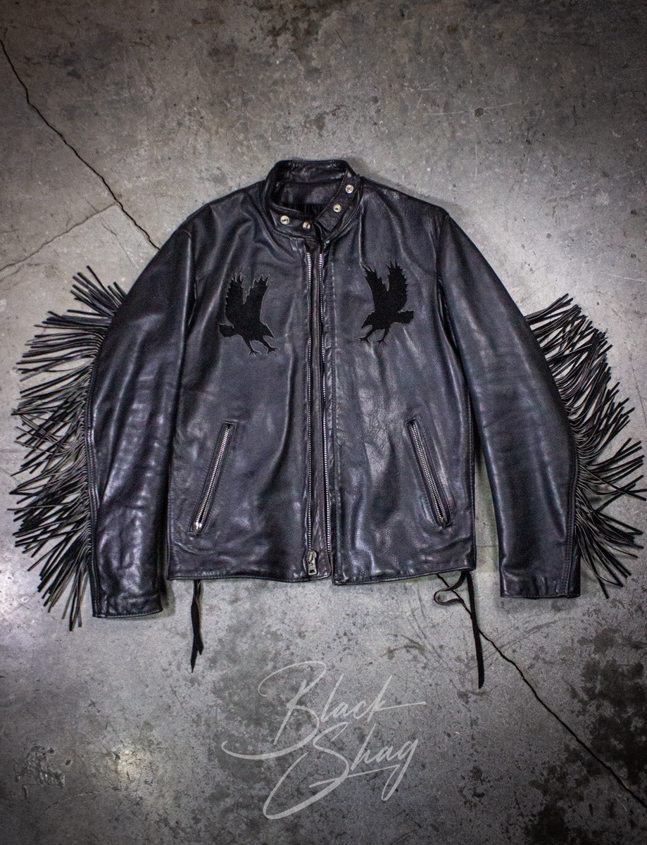 Vintage Gypsy Leather Eagle Fringe Cafe Racer Leather Jacket