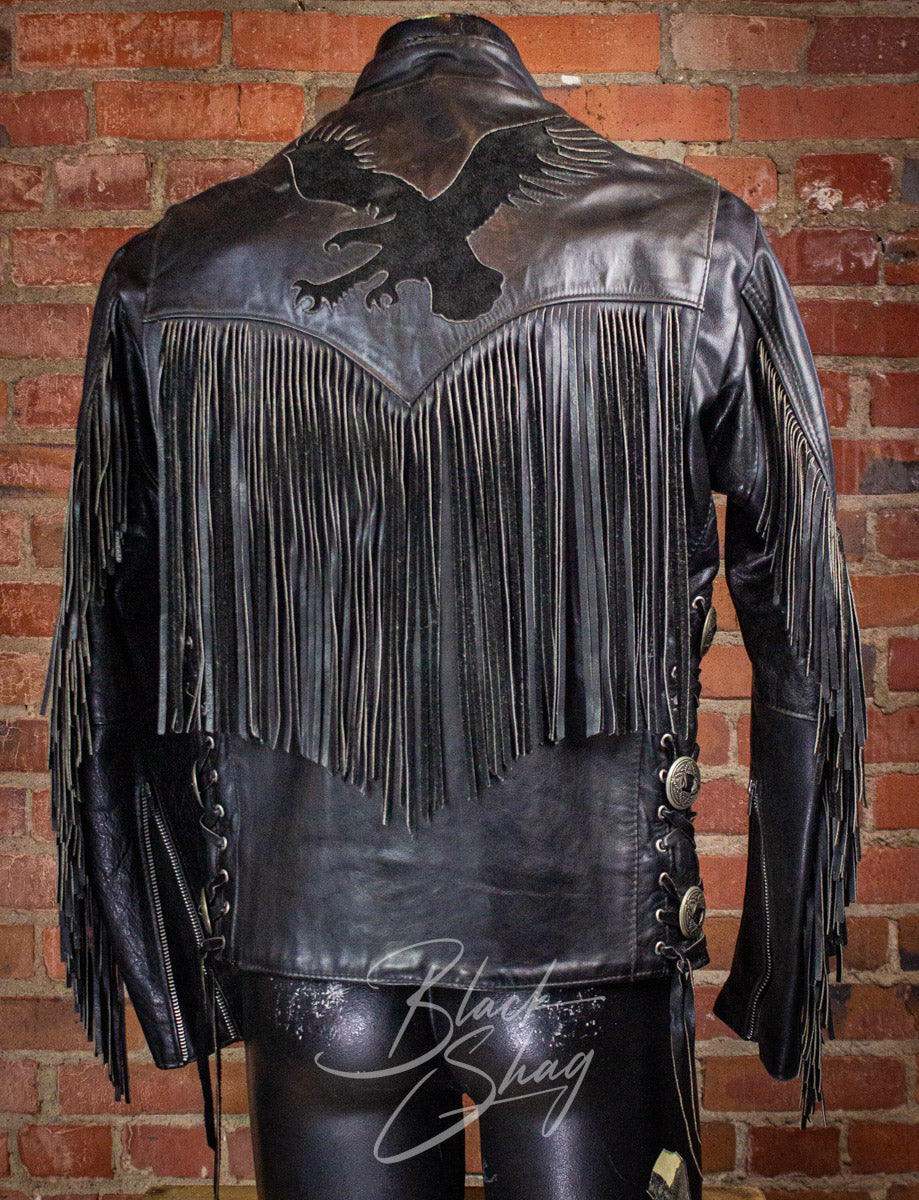 Vintage Gypsy Leather Eagle Fringe Cafe Racer Leather Jacket