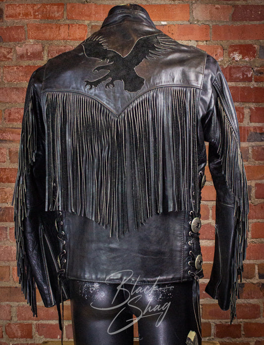 Vintage Gypsy Leather Eagle Fringe Cafe Racer Leather Jacket
