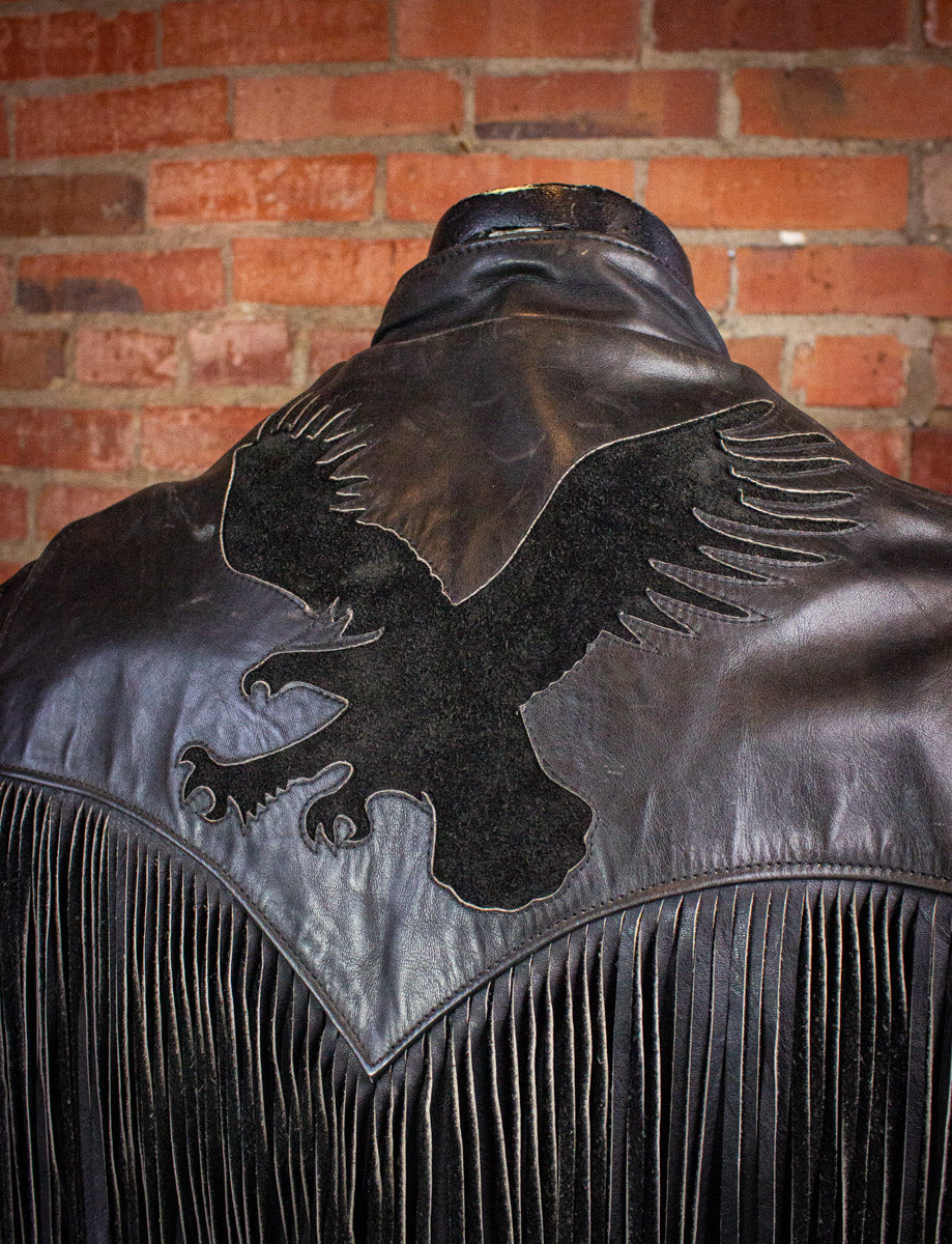 Vintage Gypsy Leather Eagle Fringe Cafe Racer Leather Jacket
