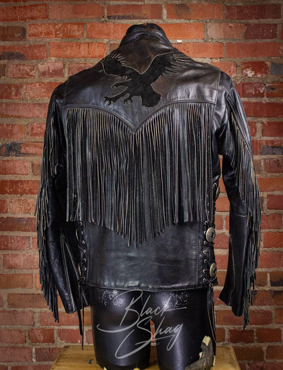 Vintage Gypsy Leather Eagle Fringe Cafe Racer Leather Jacket