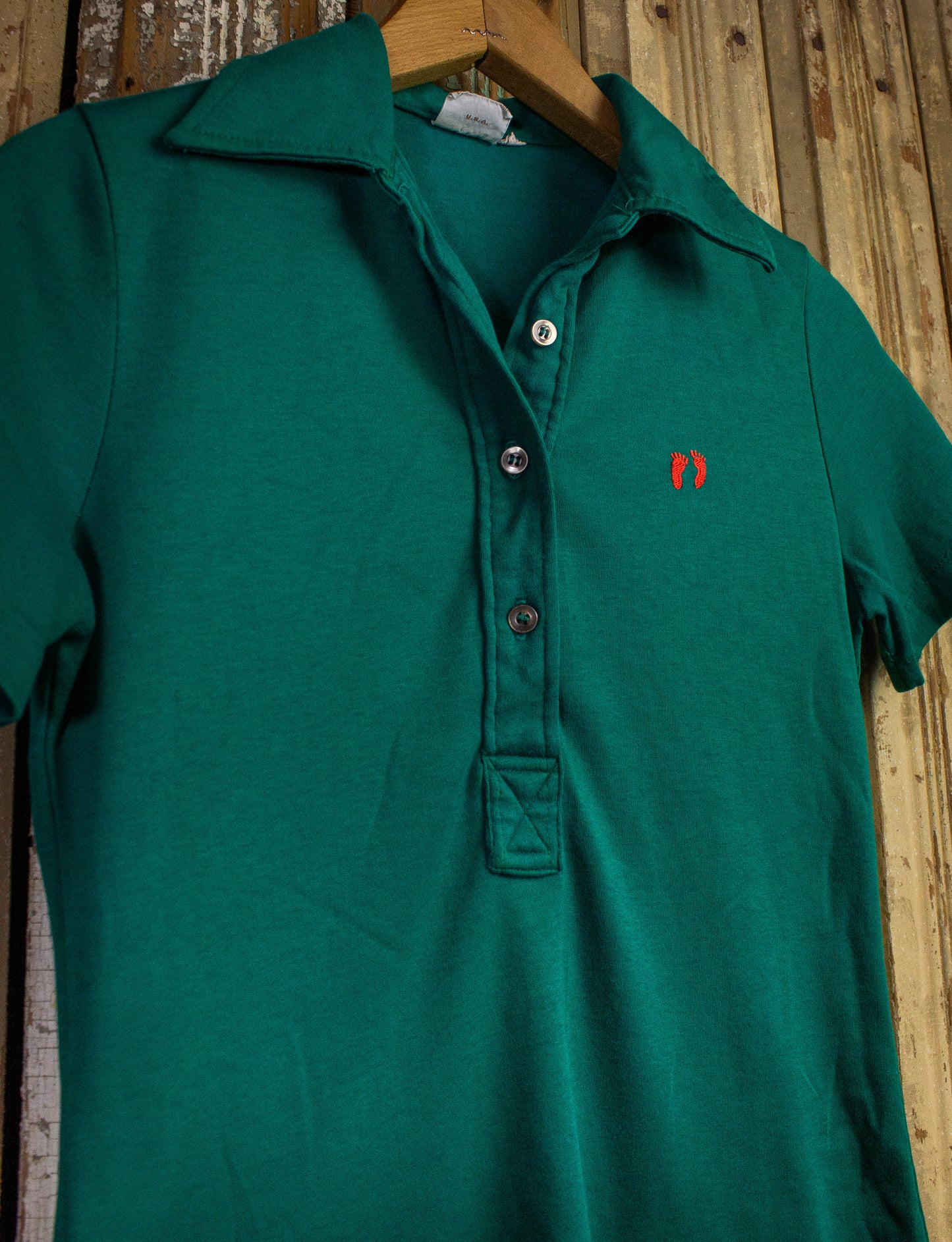Vintage Hang Ten Polo Shirt 70s Teal XS