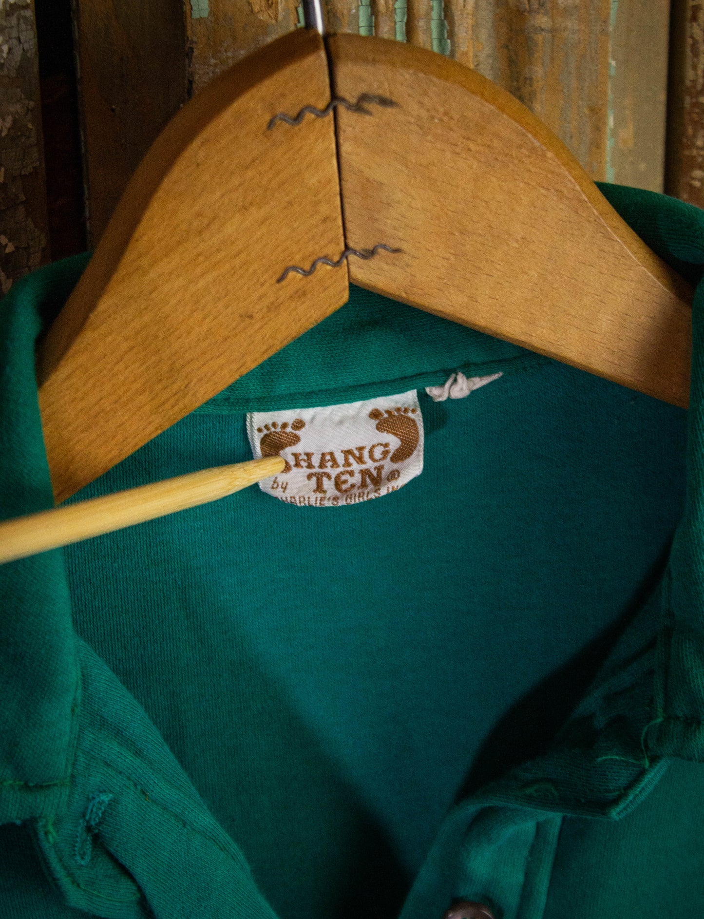 Vintage Hang Ten Polo Shirt 70s Teal XS