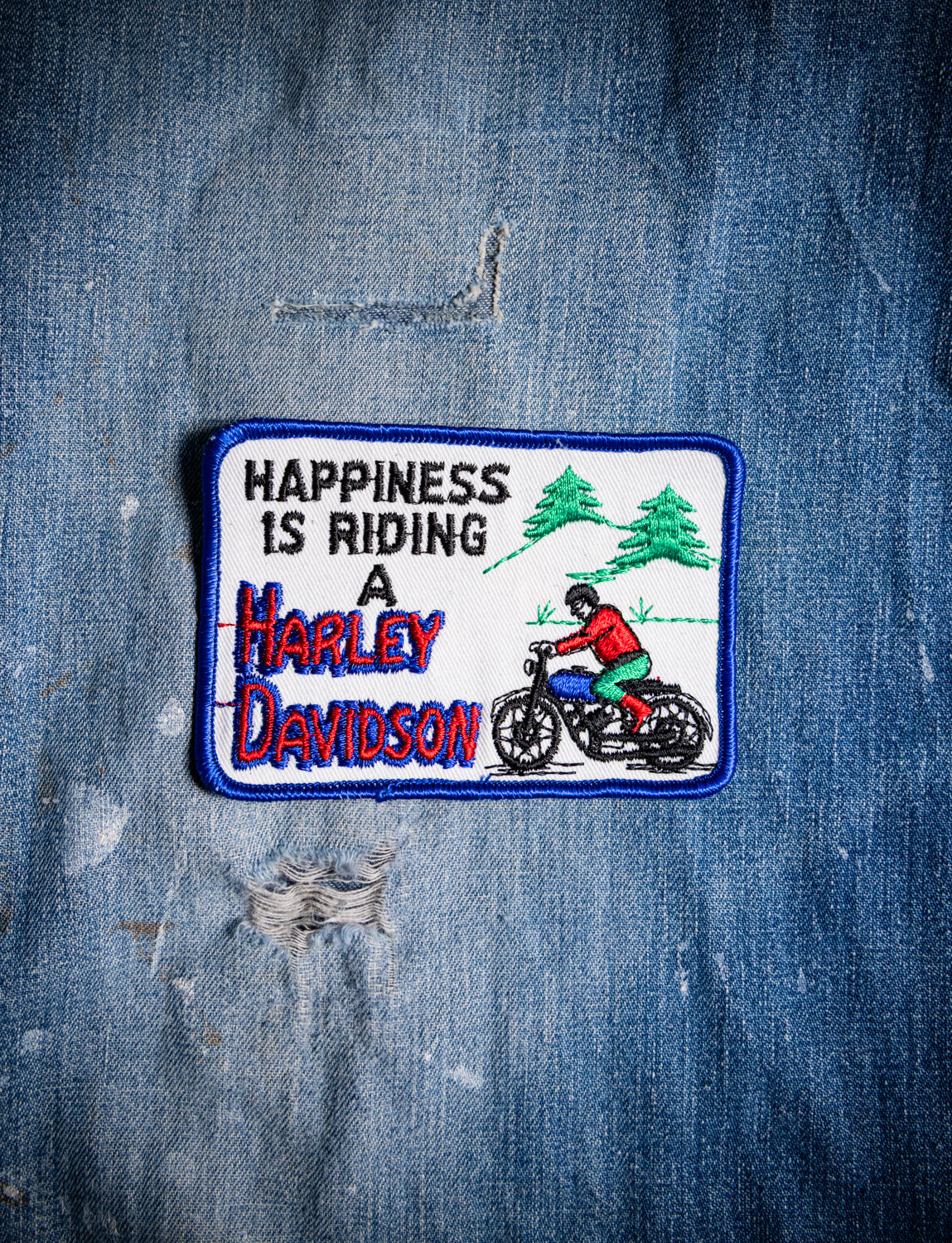 Vintage Happiness is Riding a Harley Davidson Patch 